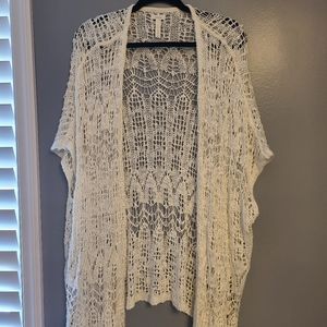 Soma Cream Open Knit Short Sleeve Cardigan S/M